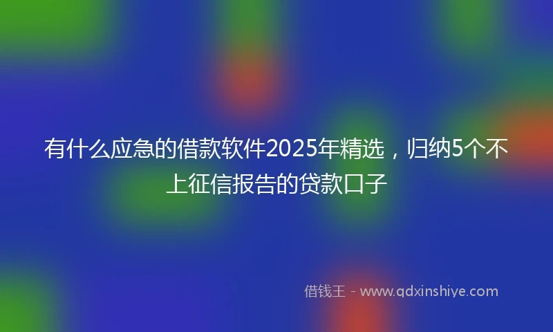 有什么应急的借款软件2025年精选，归纳5个不上征信报告的贷款口子