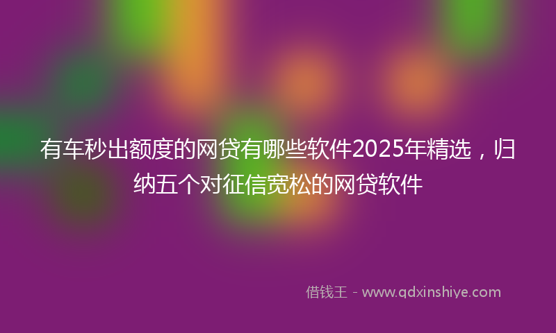 有车秒出额度的网贷有哪些软件2025年精选，归纳五个对征信宽松的网贷软件