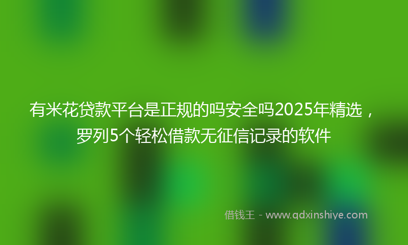 有米花贷款平台是正规的吗安全吗2025年精选，罗列5个轻松借款无征信记录的软件