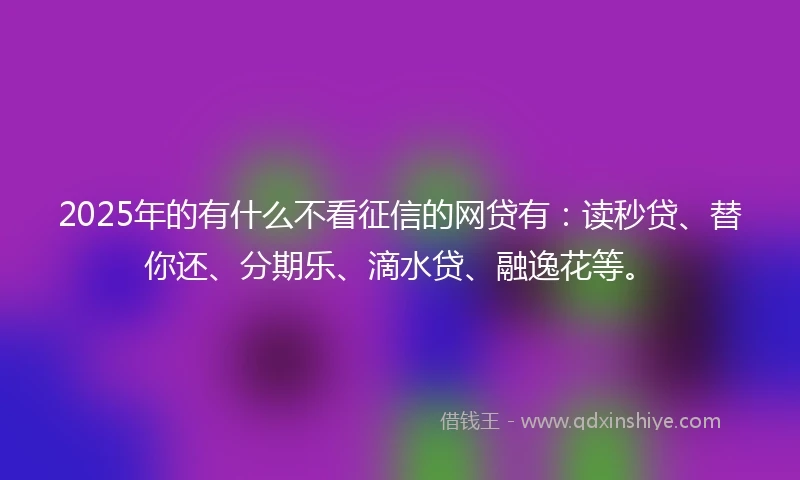 2025年的有什么不看征信的网贷有：读秒贷、替你还、分期乐、滴水贷、融逸花等。
