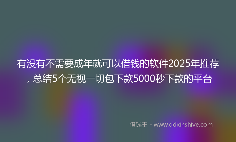 有没有不需要成年就可以借钱的软件2025年推荐，总结5个无视一切包下款5000秒下款的平台