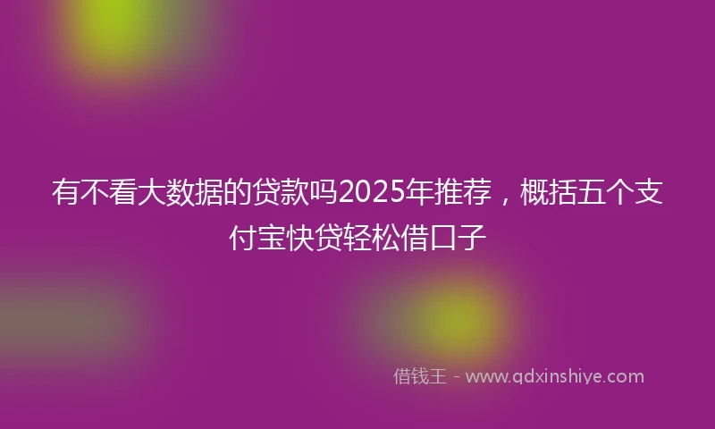 有不看大数据的贷款吗2025年推荐，概括五个支付宝快贷轻松借口子