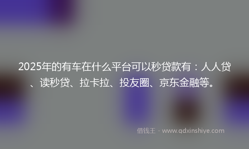 2025年的有车在什么平台可以秒贷款有：人人贷、读秒贷、拉卡拉、投友圈、京东金融等。