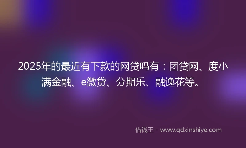 2025年的最近有下款的网贷吗有:团贷网、度小满金融、e微贷、分期乐、融逸花等。
