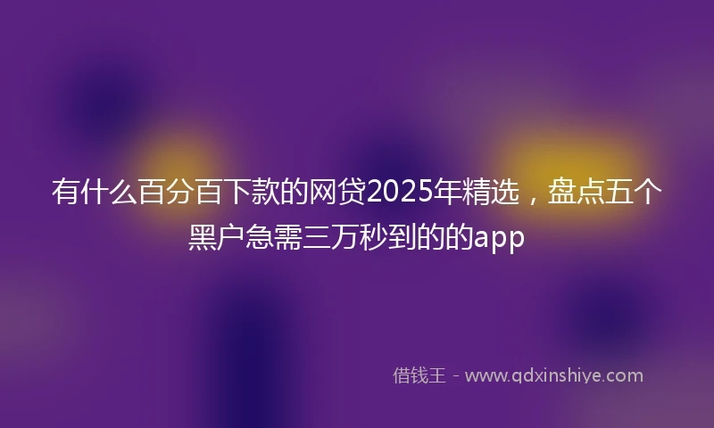 有什么百分百下款的网贷2025年精选，盘点五个黑户急需三万秒到的的app