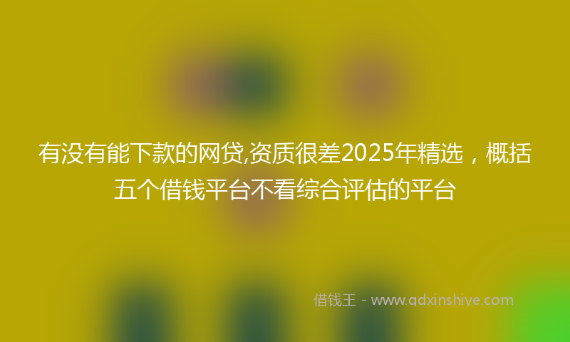 有没有能下款的网贷,资质很差2025年精选，概括五个借钱平台不看综合评估的平台