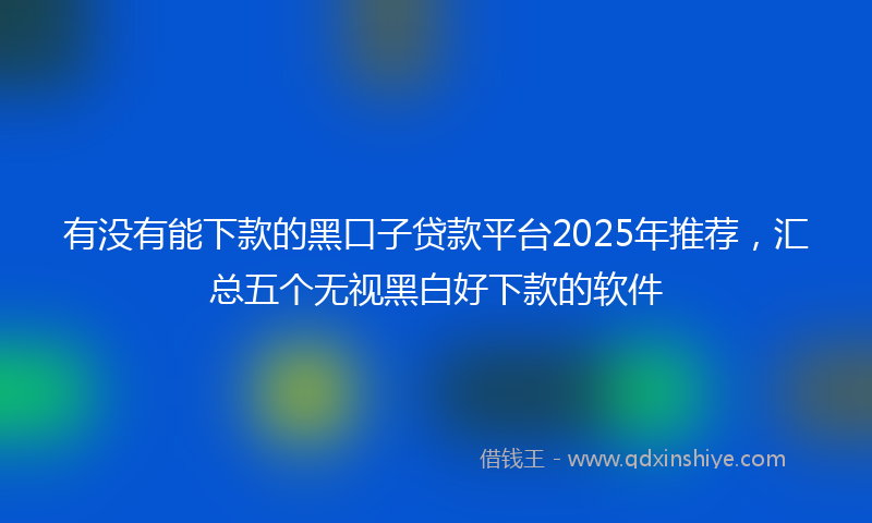 有没有能下款的黑口子贷款平台2025年推荐，汇总五个无视黑白好下款的软件