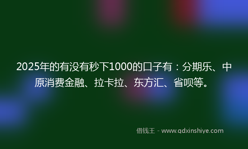 2025年的有没有秒下1000的口子有：分期乐、中原消费金融、拉卡拉、东方汇、省呗等。
