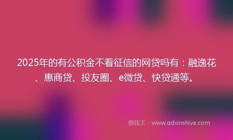 2025年的有公积金不看征信的网贷吗有：融逸花、惠商贷、投友圈、e微贷、快贷通等。