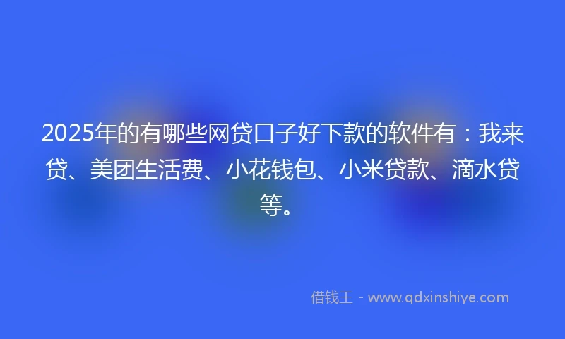 2025年的有哪些网贷口子好下款的软件有：我来贷、美团生活费、小花钱包、小米贷款、滴水贷等。