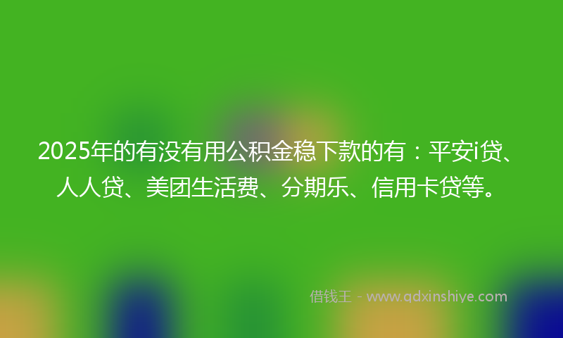 2025年的有没有用公积金稳下款的有：平安i贷、人人贷、美团生活费、分期乐、信用卡贷等。