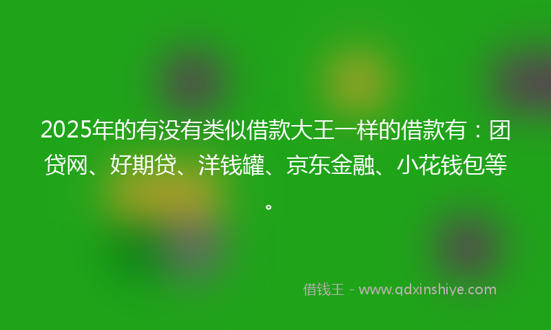 2025年的有没有类似借款大王一样的借款有：团贷网、好期贷、洋钱罐、京东金融、小花钱包等。