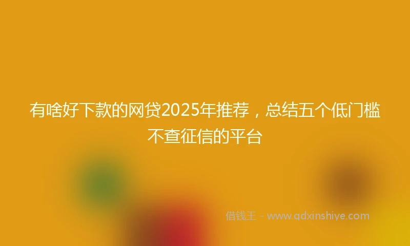 有啥好下款的网贷2025年推荐，总结五个低门槛不查征信的平台