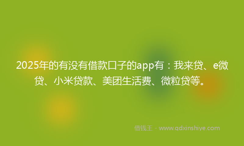 2025年的有没有借款口子的app有：我来贷、e微贷、小米贷款、美团生活费、微粒贷等。
