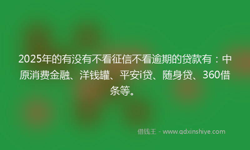 2025年的有没有不看征信不看逾期的贷款有：中原消费金融、洋钱罐、平安i贷、随身贷、360借条等。