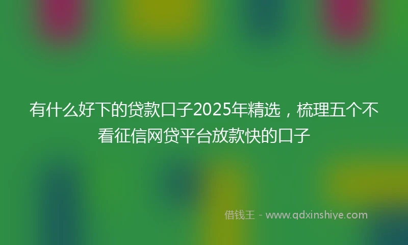 有什么好下的贷款口子2025年精选，梳理五个不看征信网贷平台放款快的口子