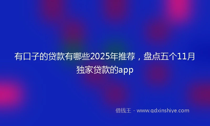 有口子的贷款有哪些2025年推荐，盘点五个11月独家贷款的app