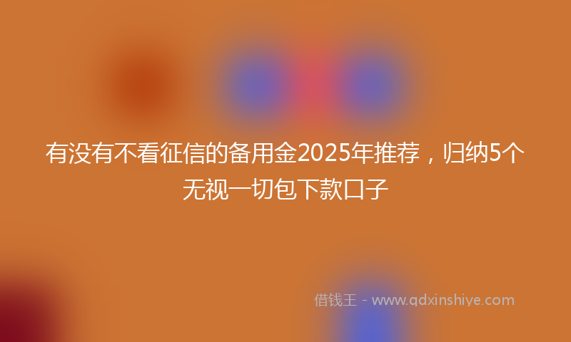 有没有不看征信的备用金2025年推荐，归纳5个无视一切包下款口子