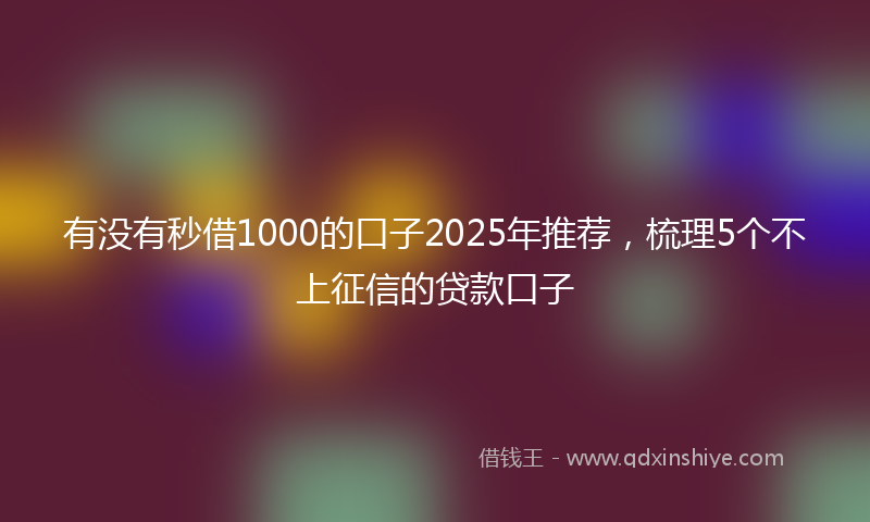 有没有秒借1000的口子2025年推荐，梳理5个不上征信的贷款口子