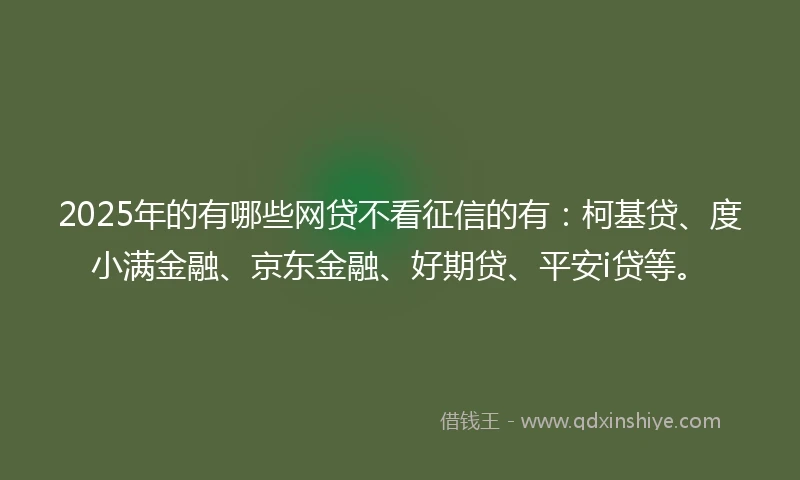 2025年的有哪些网贷不看征信的有：柯基贷、度小满金融、京东金融、好期贷、平安i贷等。