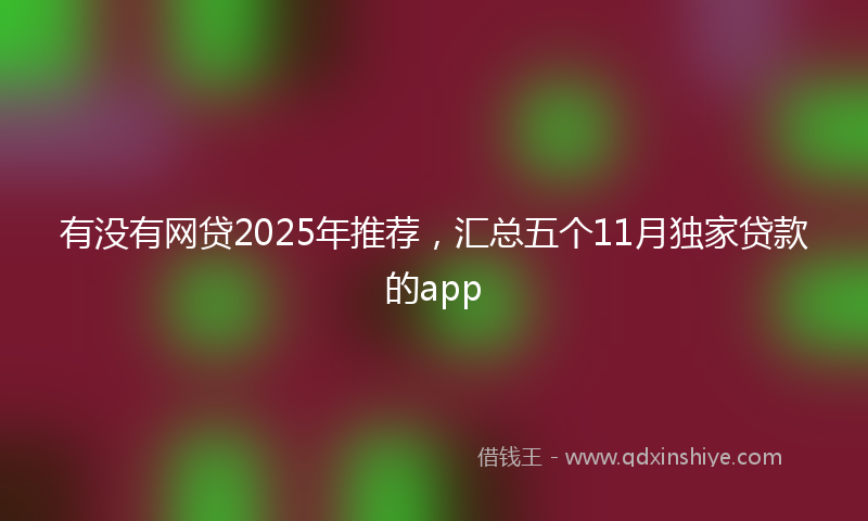 有没有网贷2025年推荐，汇总五个11月独家贷款的app