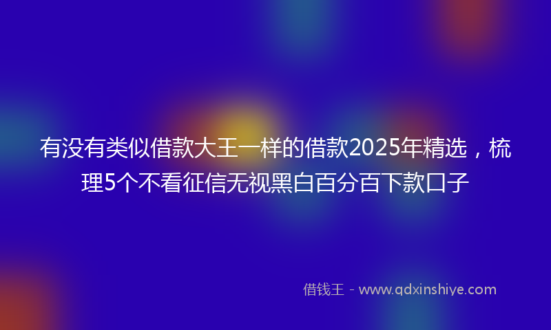 有没有类似借款大王一样的借款2025年精选，梳理5个不看征信无视黑白百分百下款口子
