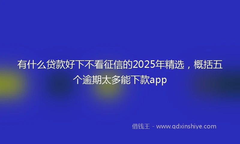 有什么贷款好下不看征信的2025年精选，概括五个逾期太多能下款app
