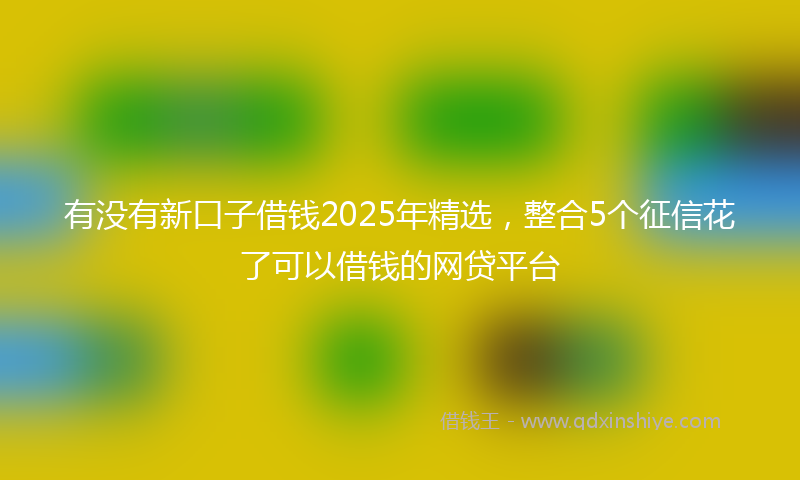 有没有新口子借钱2025年精选，整合5个征信花了可以借钱的网贷平台