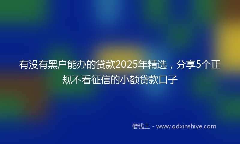 有没有黑户能办的贷款2025年精选，分享5个正规不看征信的小额贷款口子