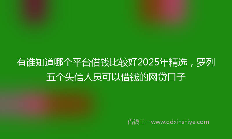 有谁知道哪个平台借钱比较好2025年精选，罗列五个失信人员可以借钱的网贷口子