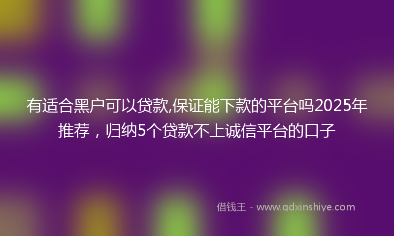 有适合黑户可以贷款,保证能下款的平台吗2025年推荐，归纳5个贷款不上诚信平台的口子
