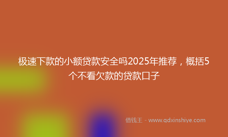 极速下款的小额贷款安全吗2025年推荐，概括5个不看欠款的贷款口子