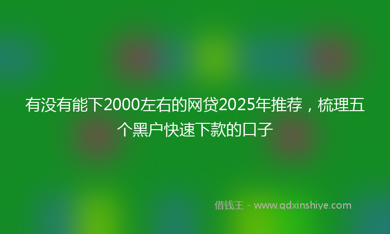 有没有能下2000左右的网贷2025年推荐，梳理五个黑户快速下款的口子