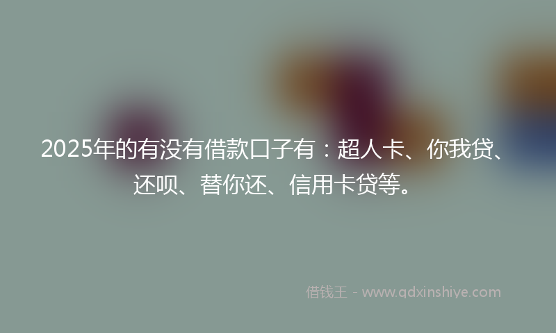 2025年的有没有借款口子有：超人卡、你我贷、还呗、替你还、信用卡贷等。