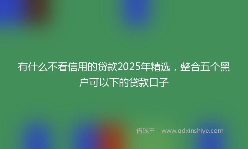 有什么不看信用的贷款2025年精选，整合五个黑户可以下的贷款口子