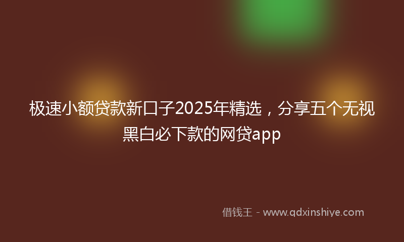 极速小额贷款新口子2025年精选，分享五个无视黑白必下款的网贷app
