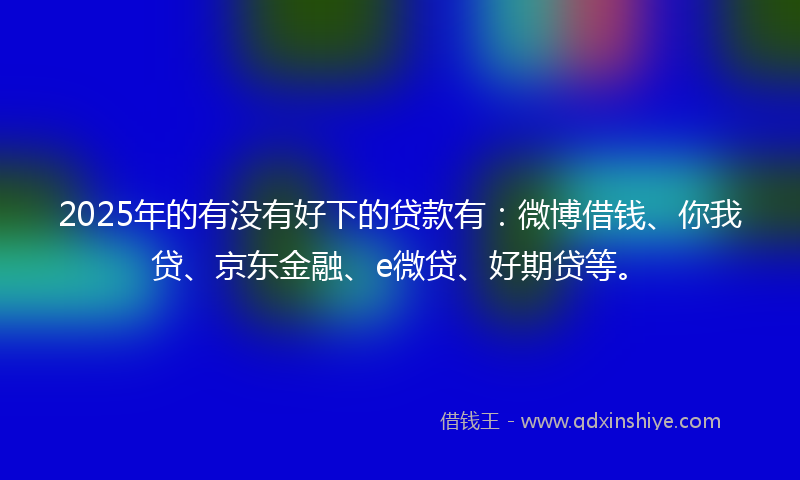 2025年的有没有好下的贷款有：微博借钱、你我贷、京东金融、e微贷、好期贷等。