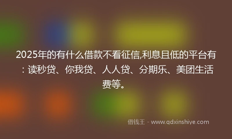 2025年的有什么借款不看征信,利息且低的平台有：读秒贷、你我贷、人人贷、分期乐、美团生活费等。