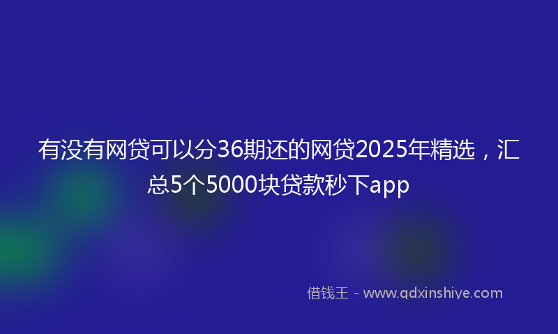 有没有网贷可以分36期还的网贷2025年精选，汇总5个5000块贷款秒下app