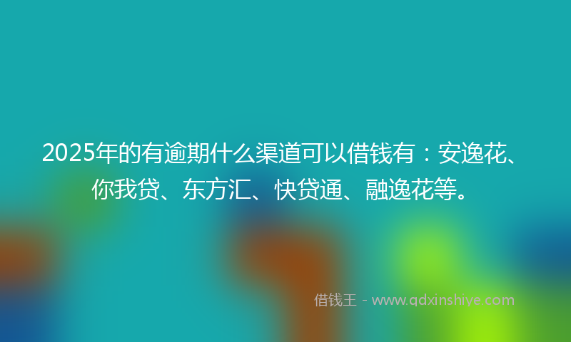 2025年的有逾期什么渠道可以借钱有：安逸花、你我贷、东方汇、快贷通、融逸花等。
