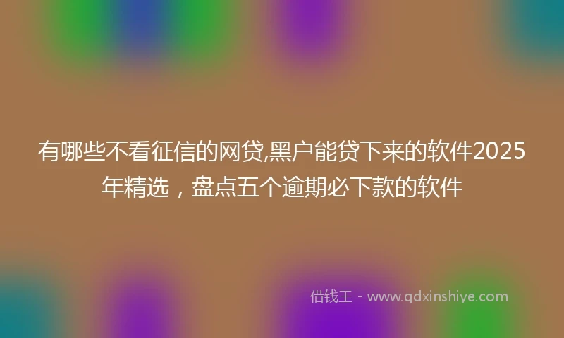 有哪些不看征信的网贷,黑户能贷下来的软件2025年精选，盘点五个逾期必下款的软件