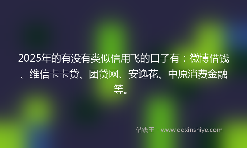 2025年的有没有类似信用飞的口子有：微博借钱、维信卡卡贷、团贷网、安逸花、中原消费金融等。