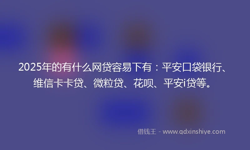 2025年的有什么网贷容易下有：平安口袋银行、维信卡卡贷、微粒贷、花呗、平安i贷等。