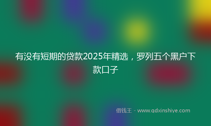 有没有短期的贷款2025年精选，罗列五个黑户下款口子