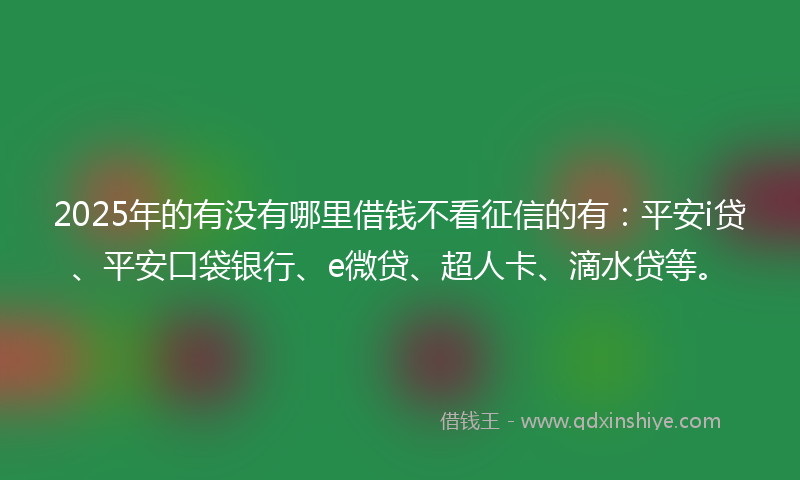 2025年的有没有哪里借钱不看征信的有：平安i贷、平安口袋银行、e微贷、超人卡、滴水贷等。