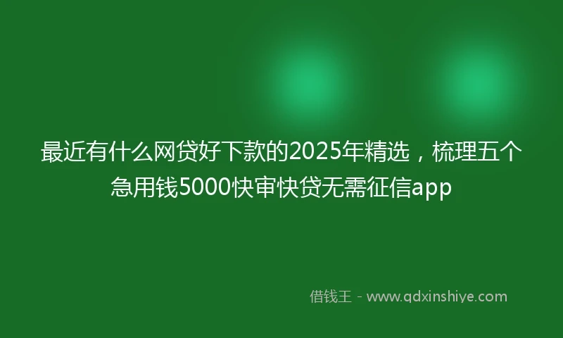 最近有什么网贷好下款的2025年精选，梳理五个急用钱5000快审快贷无需征信app