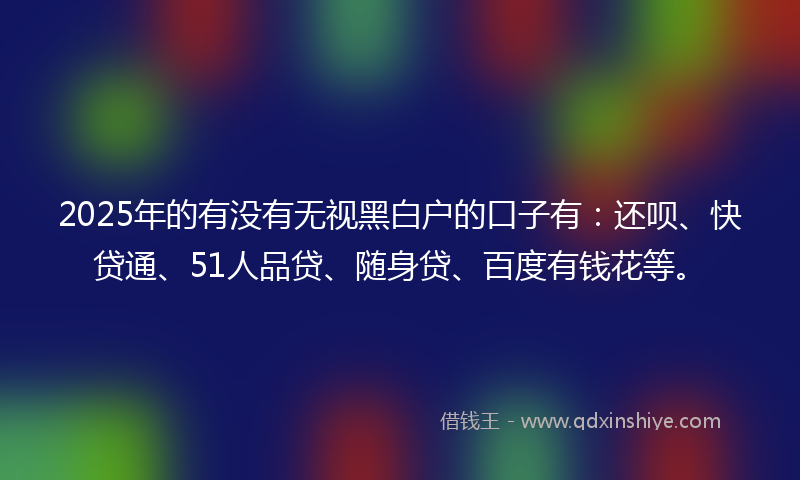 2025年的有没有无视黑白户的口子有：还呗、快贷通、51人品贷、随身贷、百度有钱花等。