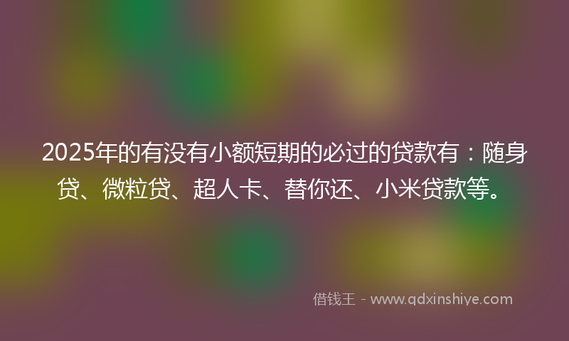 2025年的有没有小额短期的必过的贷款有：随身贷、微粒贷、超人卡、替你还、小米贷款等。
