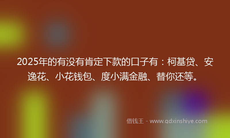 2025年的有没有肯定下款的口子有：柯基贷、安逸花、小花钱包、度小满金融、替你还等。