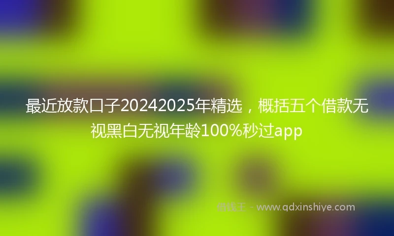 最近放款口子20242025年精选，概括五个借款无视黑白无视年龄100%秒过app